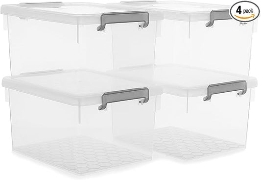 Citylife 22.2 Qt. Plastic Storage Bins with Lids Large Stackable Storage Containers for Organizing Clear Durable Storage Box, 4 Packs