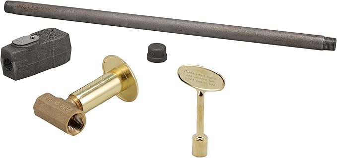 Supplying Demand LLKIT-LPA-PBR Fireplace Fire Pit | Log Lighter Install Kit with Straight Pattern LP Gas Log Lighter, 1/2" Angle Stop Valve - Polished Brass with Escutcheon and 3" Key