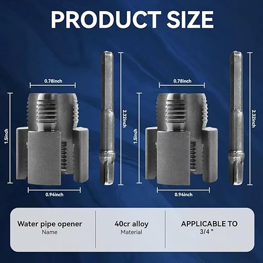 PVC Pipe Threader Kit, Integrated Internal & External Dual-Function Dies, 1/2" & 3/4" Pipe Threading Tool, Electric Drill Compatible Rethreading Head for Easy Home Repair （2PCS 3/4"(DN20)