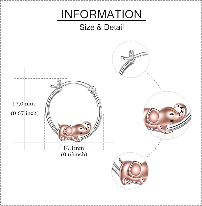 Fox/Pig/Mushroom/Cat Earrings Sterling Silver Cute Hoop Earrings Animal Jewelry Gifts for Women Daughter