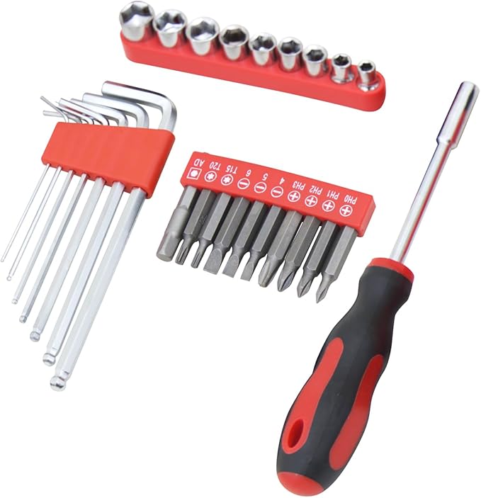 Household Tools Kit Essential Home Repair Set with Plastic Toolbox Ideal for College Students, Home Use & More