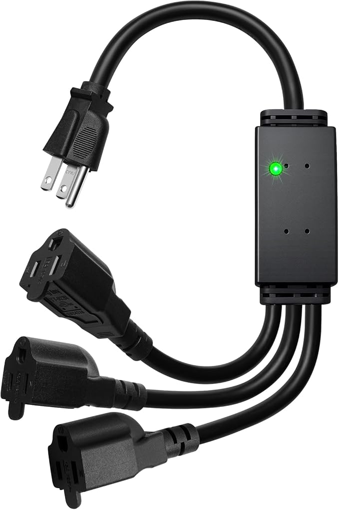 3 Plug Thermostat Controlled Extension Cord - On at 32°F/Off at 50 °F, Thermostat Controlled Outlet No Need to Close Manually, for Chicken Water Coop Heater Heated Water Bowl Bird Bath Deicer Roof Cab