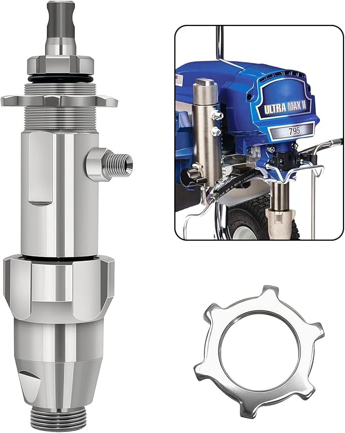 248204 Airless Paint Spray Pump Compatible for Graco Ultra Max II GMax 695 795 and LineLazer 3900 Airless Paint Sprayer Pump Repair Kit, Replace 248-204 16Y598 Sprayer Accessories, Silver