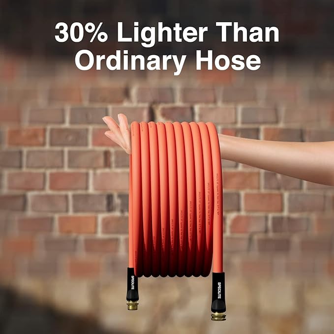 SPECILITE 5/8" Hot/Cold Garden Water Hose 200 ft, -50℉-190℉,Flexible & Lightweight With 3/4" Brass Fittings for Yard, Outdoor, Farm, Red