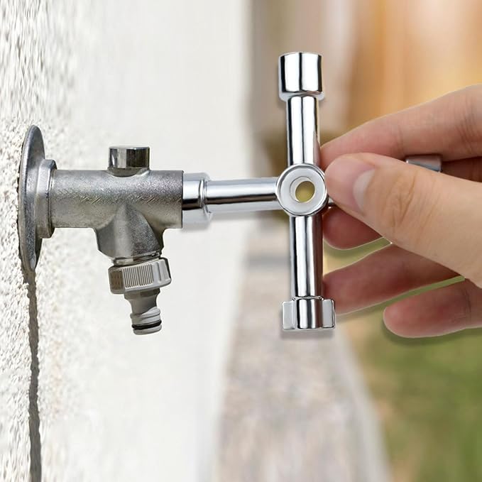 Triangle Multi-functional Sillcock Key 4 Way Square Wrench Water Utility Key Steel Sillcock Wrench Tool for Electric Water Gas Meter Box Cupboard Cabinet Opening Spigots Faucet Valve 2 Paack Cross Key
