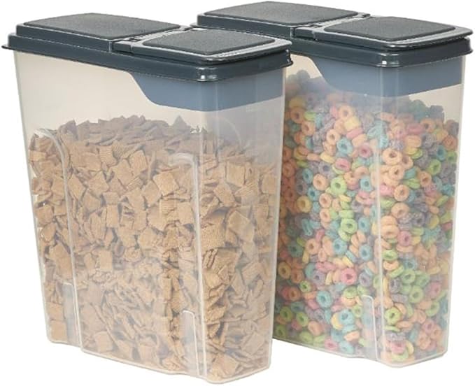 Airtight Food Storage Containers Set with Lids, 2 PCS Plastic Leak-proof Food Dispenser for Pasta Flour Rice & Sugar - 24 Cups/6 Quarts