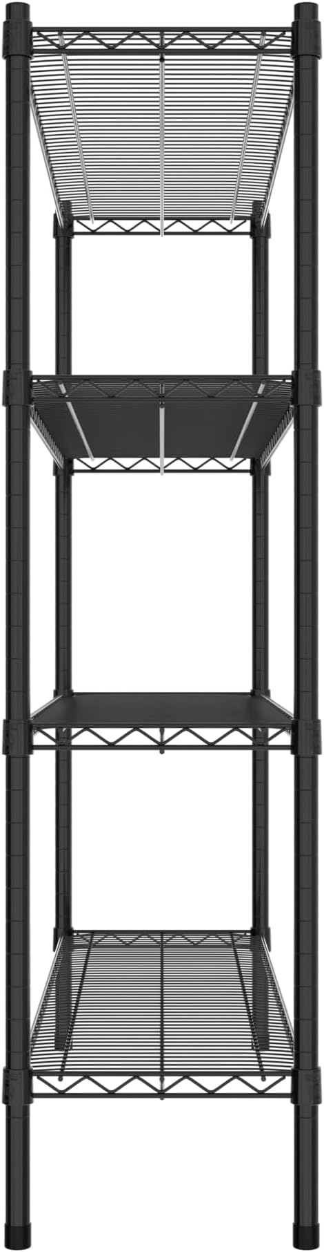 Commercial NSF Listed Black Epoxy Stationary Wire Shelving Kit 14" x 48" x 54", with 4 Shelves Perfect for Warehouse, Walk-in Refrigerator, Freezer, Grocery Store, Restaurant, Dishroom