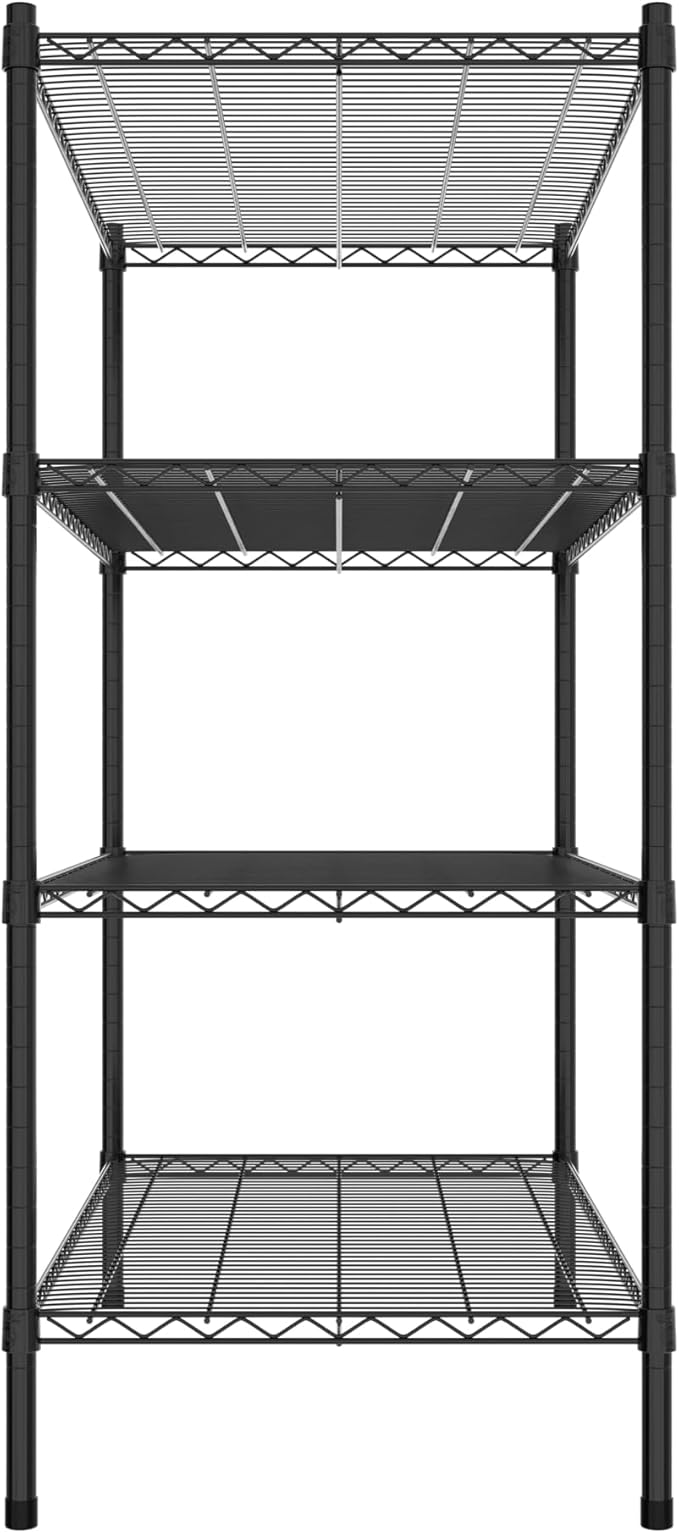 Commercial NSF Listed Black Epoxy Stationary Wire Shelving Kit 24" x 42" x 54", with 4 Shelves Perfect for Warehouse, Walk-in Refrigerator, Freezer, Grocery Store, Restaurant, Dishroom