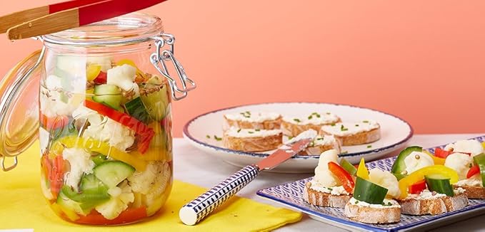 Le Parfait Super Jar - 1L French Wide Mouth Canning Jar w/Airtight Lid - Clear Quart Jar (1 pk)
