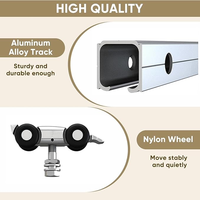 JUBEST 7FT Barn Door Sliding Hardware Track Kit, Aluminium Alloy Box Rail Hardware for Classic Modern Interior Single Wooden Door,Low Clearance