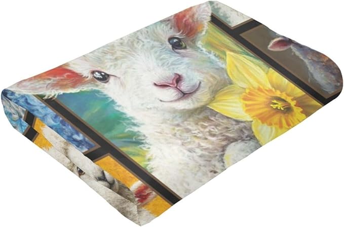 Cute Sheep Blanket Goat Animal Blankets Fleece Plush Flannel Super Soft Cozy Warm Lightweight Lamb Lover Decor Gifts for Boys Girls Kids Adults Men Women 40" x 50"