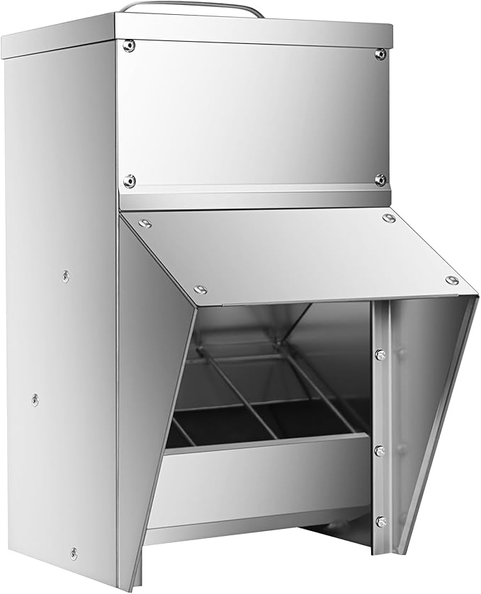RYFT Galvanized Chicken Feeder 11.5 Lbs Capacity, Outdoor Rat Proof Metal Poultry Feeder with Lid, Hanging Chicken Feeder, Coop Food Dispenser No Waste for Chicken， Duck