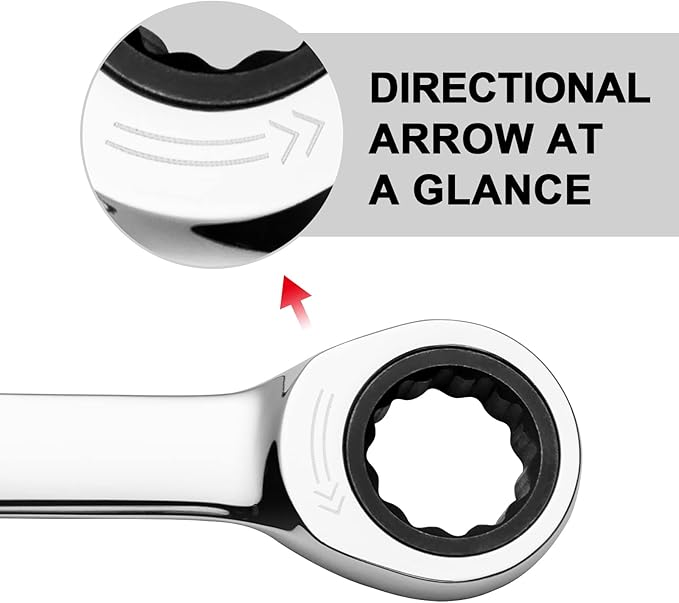 Jetech 1-1/16 inch Ratcheting Combination Wrench, Industrial Grade Gear Spanner with 12-Point Design, 72-Tooth Ratchet, Forged and Heat-Treated Cr-V Steel, SAE