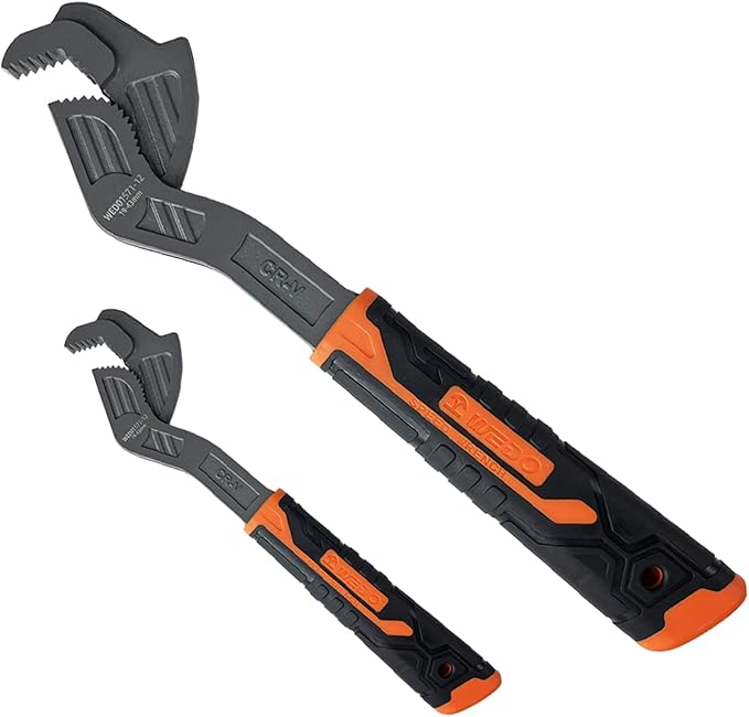 WEDO 2-Piece Multi-function Wrench Set,Size 6"+ 10",Universal Adjustable Wrench,CR-V Steel,Anti slip rubber handle,Spring Loaded wrench,Crowfoot Spanner,Self-adjusting Pipe Wrench