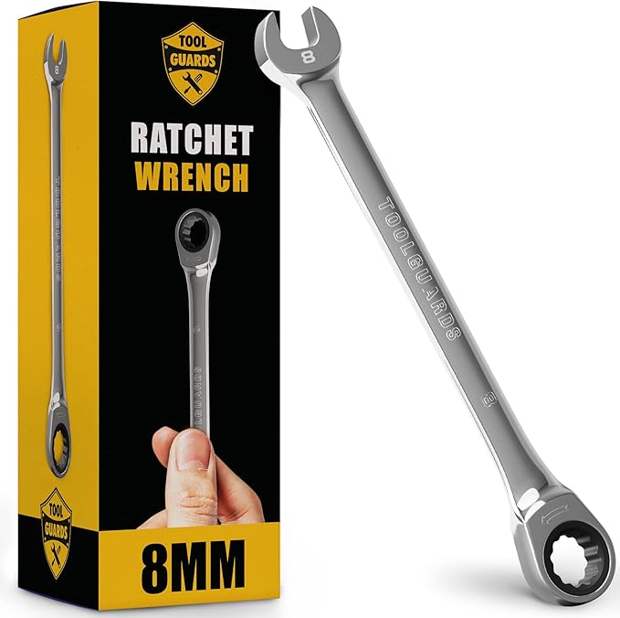 TOOLGUARDS 8mm Wrench - Ratcheting Wrench - Slim Profile - Ratchet Wrench - 100% Lifetime Satisfaction Guarantee
