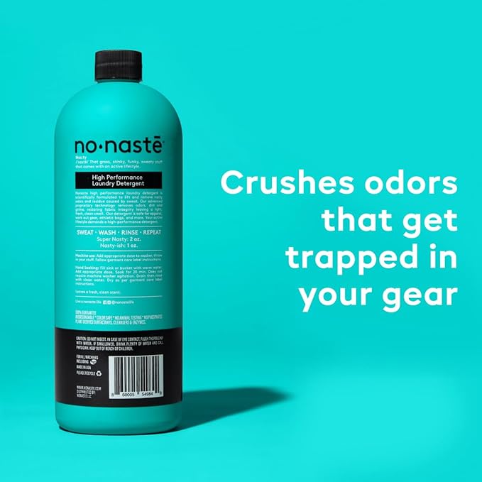 Nonaste Liquid Laundry Detergent - Pure Clean, 32 Fl Oz (Pack of 2) - Activewear Laundry Detergent for Workout Clothes & More - Unscented, Gentle & Color Safe