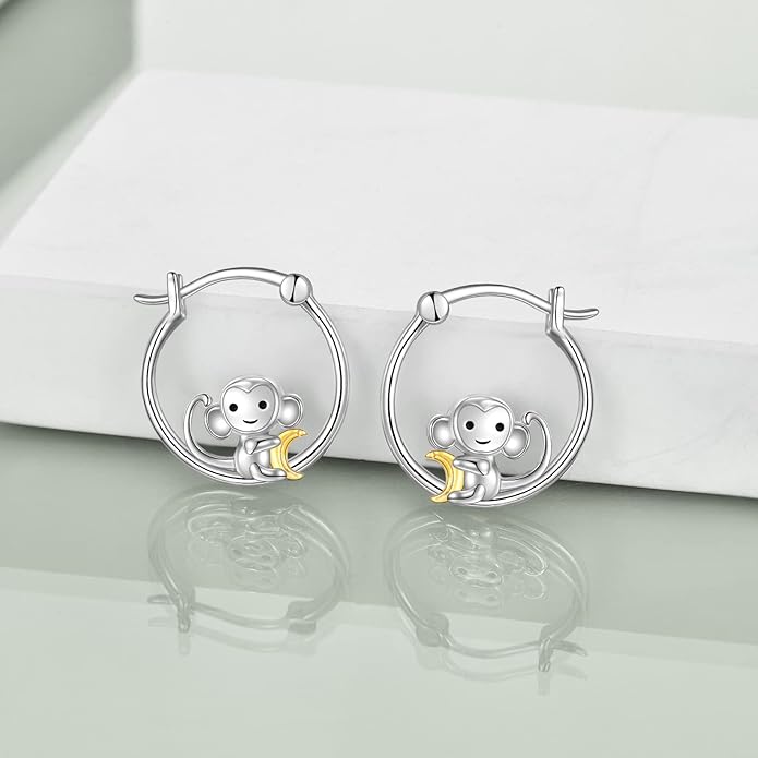 Fox/Pig/Mushroom/Cat Earrings Sterling Silver Cute Hoop Earrings Animal Jewelry Gifts for Women Daughter