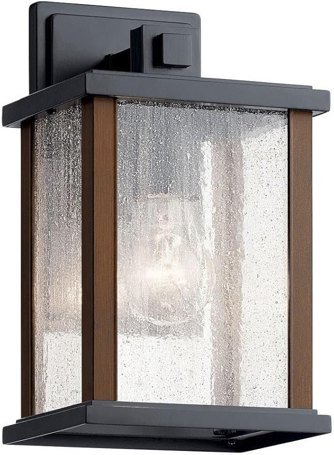 Kichler Marimount 11" 1 Light Outdoor Wall Light with Clear Ribbed Glass in Black
