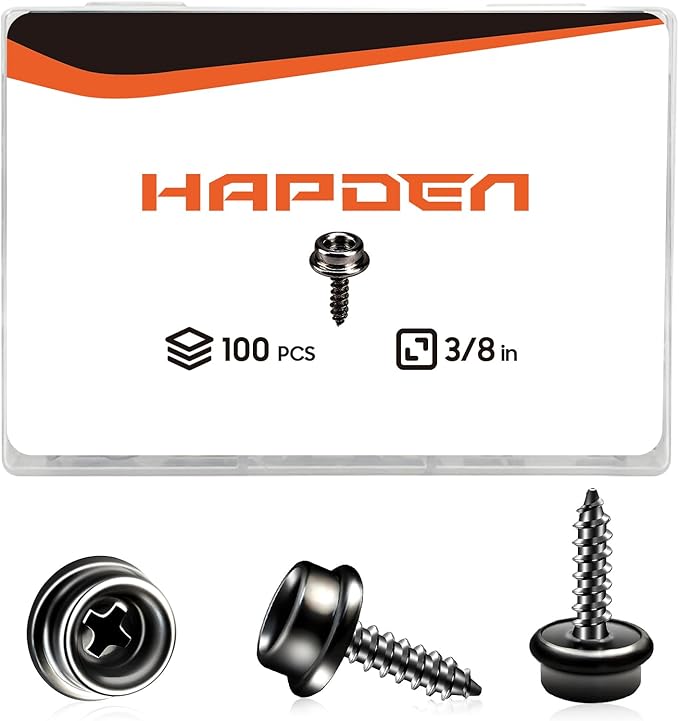 Boat Canvas Snaps, Marine Snaps Stainless Steel, Boat Cover Snaps Stainless Steel Kit With 3/8 Inch Socket Snap Screw (100pcs Black)