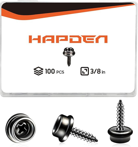 Boat Canvas Snaps, Marine Snaps Stainless Steel, Boat Cover Snaps Stainless Steel Kit With 3/8 Inch Socket Snap Screw (100pcs Black)