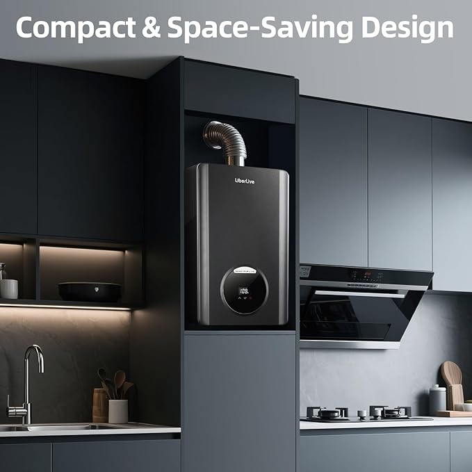 Natural Gas Tankless Water Heater, Indoor Max 3.6 GPM, 85,000 BTU On Demand Instant Hot Water Heater Natural Gas with LED Temperature Control Panel, 1/2" NPT Connector Size, CSA Certified, Gray