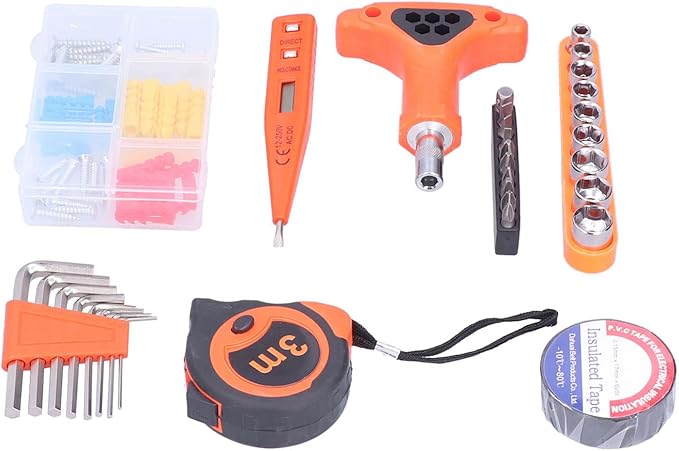 FIXMAN 45Pieces Professional Household Tool Kit Complete Repair Hand Tools Set with Storage Box High Carbon Steel Construction for Home Maintenance DIY Projects