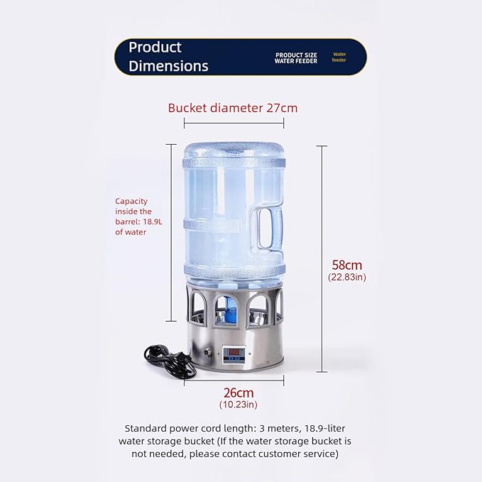 5 Gallon Warmed Poultry Drinker with Against Spill Base Permanent Untarnished Bucket for Multiple Feathered Yearlong Energy Efficient Heated Waterer for Poultry