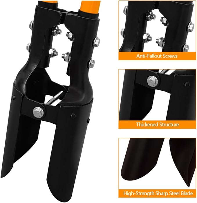 VNIMTI Post Hole Digger Tool, Heavy Duty Post Hole Digger with Fiberglass Handle, 58 Inches