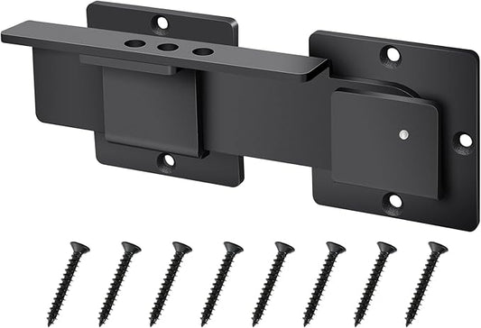 9" Flip Gate Latch Lock, Adjustable Flip Gate Latch Lock with 3 Padlock Hole, Heavy Duty Aluminum Alloy Door Latch for Barn Door, Shed Fence, Outdoor Gate, Shed, Double Gate (Black)