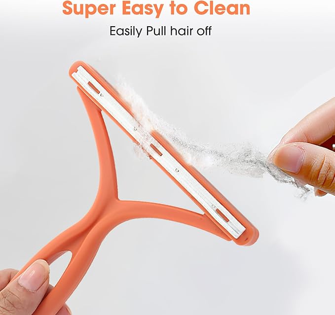 Manual Lint & Pet Hair Remover, Portable Fabric Fuzz Cleaner and Fur Removal Brush for Clothes, Carpets, Furniture, and Car Seats – Reusable Hair Removal Tool for Home and Pets (Qrange)