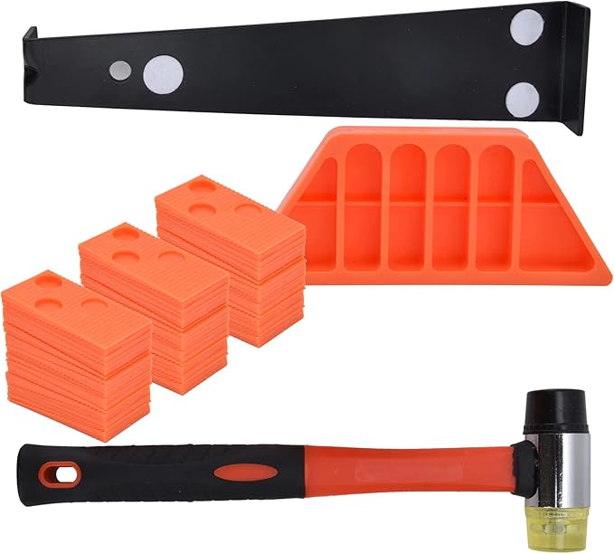 33Pcs Professional Floor Install Tool Kit Heavy Duty Laminate Wooden Flooring Installation Tools with Double Face Pull Bar Spacers for Home DIY Renovation Orange Black