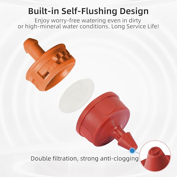 60PCS 3 GPH Pressure Compensating Drip Irrigation Spot Watering Drippers/Emitters, Self-Cleaning Constant Flow Drip Irrigation Emitters Heads Irrigation Drippers Parts for Drip Irrigation System