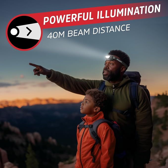 Energizer Universal+ LED Headlamp (2-Pack), Bright Head Lamp for Outdoors, Camping and Emergency Light, IPX4 Water Resistant (Batteries Included)
