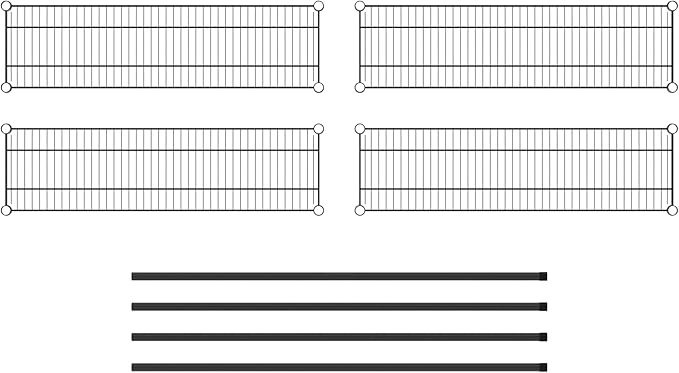 Commercial NSF Listed Black Epoxy Stationary Wire Shelving Kit 12" x 42" x 54", with 4 Shelves Perfect for Warehouse, Walk-in Refrigerator, Freezer, Grocery Store, Restaurant, Dishroom