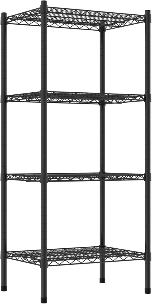 Commercial NSF Listed Black Epoxy Stationary Wire Shelving Kit 18" x 24" x 54", with 4 Shelves Perfect for Warehouse, Walk-in Refrigerator, Freezer, Grocery Store, Restaurant, Dishroom