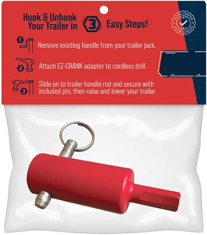 EZ-Crank Trailer Jack Drill Adapter Tool for 1″ Handle Studs,10x Faster Trailer Crank Handle,Heavy-Duty Steel Power Drill Jack Rod & Foot Adapter,for Dump, Livestock Trailers (2 PCS)
