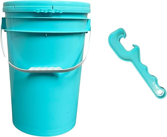 6‑Gallon Premium‑Grade Plastic Bucket with Lid & Bonus Opener Tool – Heavy-Duty Food‑Safe Pail for Storage, Utility & DIY (Blue)