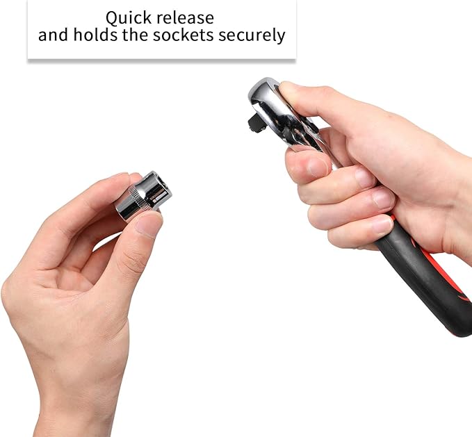 Egofine 12pcs 3/8 Inch Ratchet Socket Wrench Set, Drive Socket Set with 10 Sockets 8-14,17,19,21mm and 2 Way Quick Released Ratchet Handle and Extension Bar