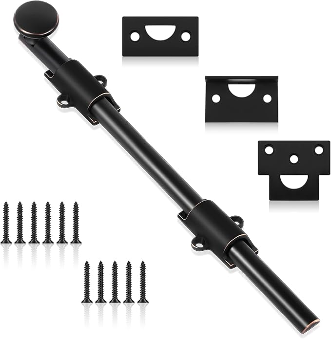 Tandefio 12" Cane Bolt for Gate Heavy Duty Solid Brass Slide Dutch Door Bolt Latch Oil Rubbed Bronze Hardware Locks Attic Latch for Dutch Sliding Barn Door Wooden Fence Metal Gate, Bronze