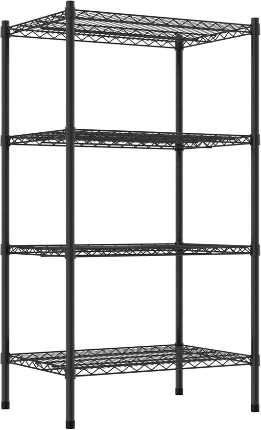 Commercial NSF Listed Black Epoxy Stationary Wire Shelving Kit 21" x 30" x 54", with 4 Shelves Perfect for Warehouse, Walk-in Refrigerator, Freezer, Grocery Store, Restaurant, Dishroom