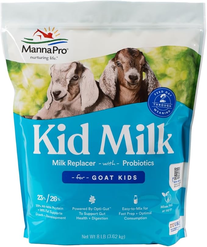 Manna Pro Goat Kid Milk Replacer - High in Protein to Support Growth - Powered by Opti-Gut™ to Support Gut Health & Digestion - Easy-To-Mix Formula - 8 Pounds