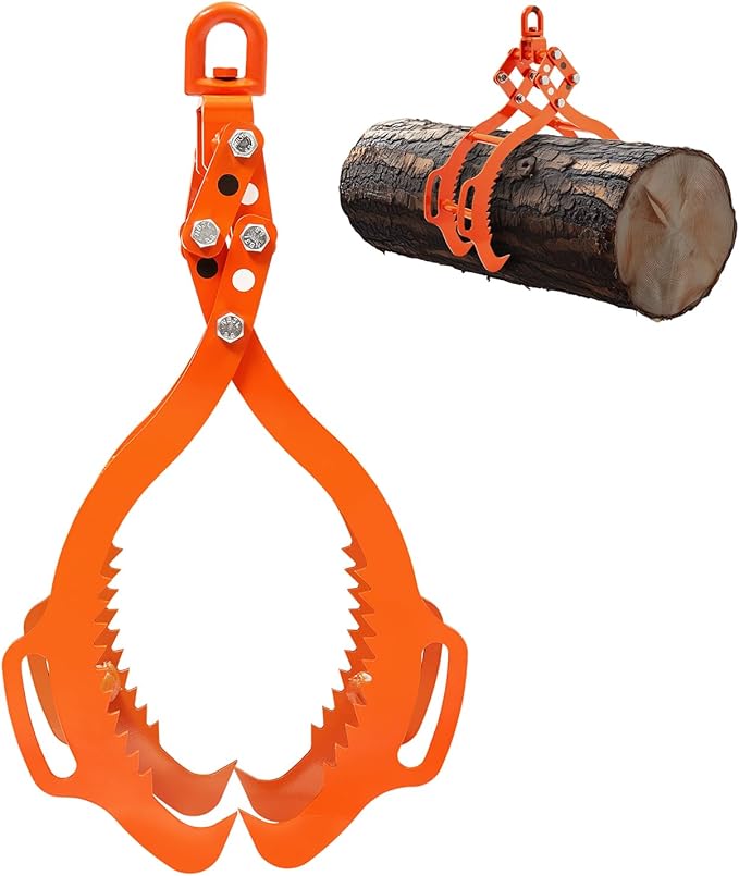 VEVOR 28in Log Lifting Tongs, 4-Claw Log Tongs, Heavy Duty Steel Log Grapple, 1000LBS Lifting Capacity, Swivel Log Graper Timber, Eagle Claw Design, Log Skidding Tongs for Trucks, Tractors, Forklifts
