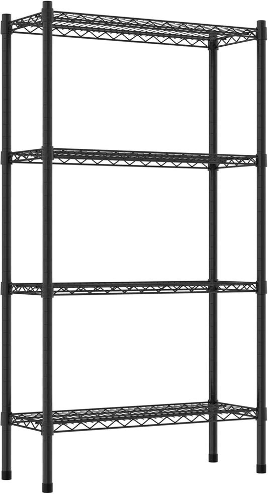 Commercial NSF Listed Black Epoxy Stationary Wire Shelving Kit 12" x 30" x 54", with 4 Shelves Perfect for Warehouse, Walk-in Refrigerator, Freezer, Grocery Store, Restaurant, Dishroom