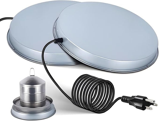 2Pack Chicken Water Heater for Winter，110Watt Heated Poultry Waterer Base,with Thermostat and 9.8ft Power Cord, Dia.11in