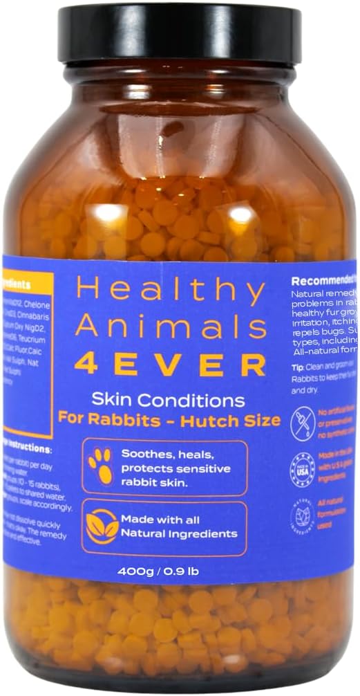 HA4E - Rabbit Skin & Fur Treatment - Natural, Homeopathic Tablets for Itch Relief & Comfortable Skin - Pellets, Hutch Size (Extra Large)
