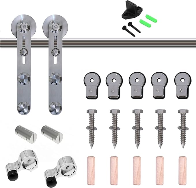 TSMST 11FT Sliding Barn Door Hardware Kit, Stainless Steel Heavy Duty Sturdy Barn Door Track for Single Wood Door, Slide Smoothly Quietly (I Style)