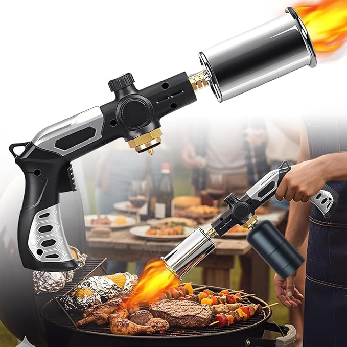 Powerful Butane Torch for Cooking & Grilling - Adjustable Culinary Torch for Sous Vide Searing, BBQ, Creme Brulee, and Campfire Starter (Tank Not Included)