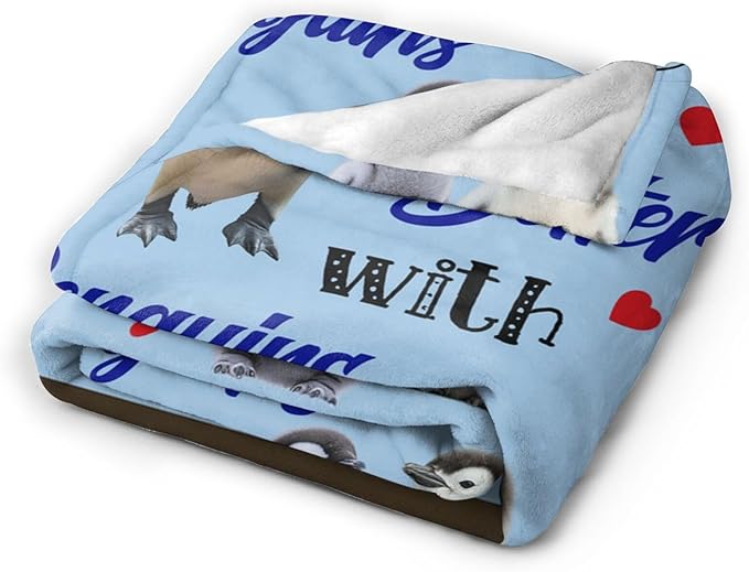 Penguin Blanket Decor Gifts for Penguin Lover Flannel Fleece Fuzzy Throw Blanket Soft Warm Cozy Plush Animal Blanket for Bed Couch Living Room Stuffed Decoration for Kids Adult 60"x50"