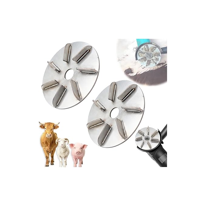 2-Pack Pig Hair Removal Tool, 7/9 Gears Stainless Labor-Saving Pig Hair Remover Scraper Disc, Suitable for Hen Sheep, Cattle, Pigs (Nine Teeth*2)