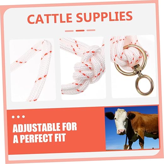 Gatuida Cattle and Sheep Management Cattle Bull Ropes Farm Livestock Training Halter Sheep Goat Halter Barn Cow Cattle Safety Halter Cattle Halter Rope Cow Turn Out Cord Cows Metal White